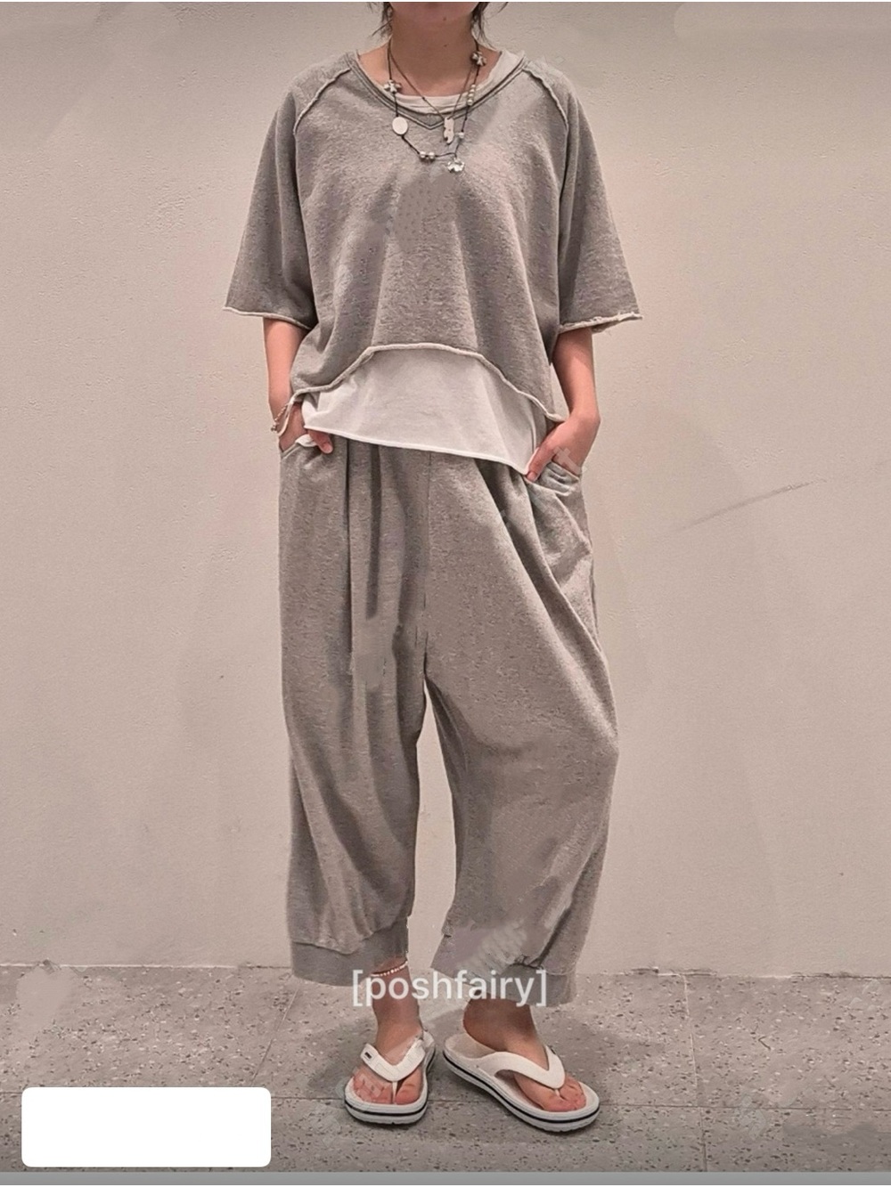 Relaxed Grey Cropped Sweatpants - Casual Women’s Lounge Pants set